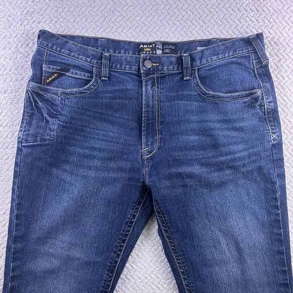 Ariat Rebar Jeans Mens 40x32 M4 Relaxed Boot Cut Blue Cotton Denim Pants Work - Picture 4 of 16